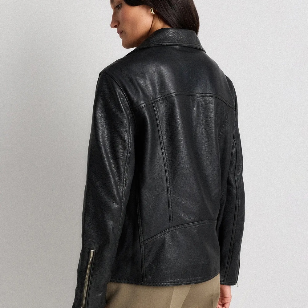 Quince 100% Leather Oversized Biker Jacket - XS - Picture 7 of 9